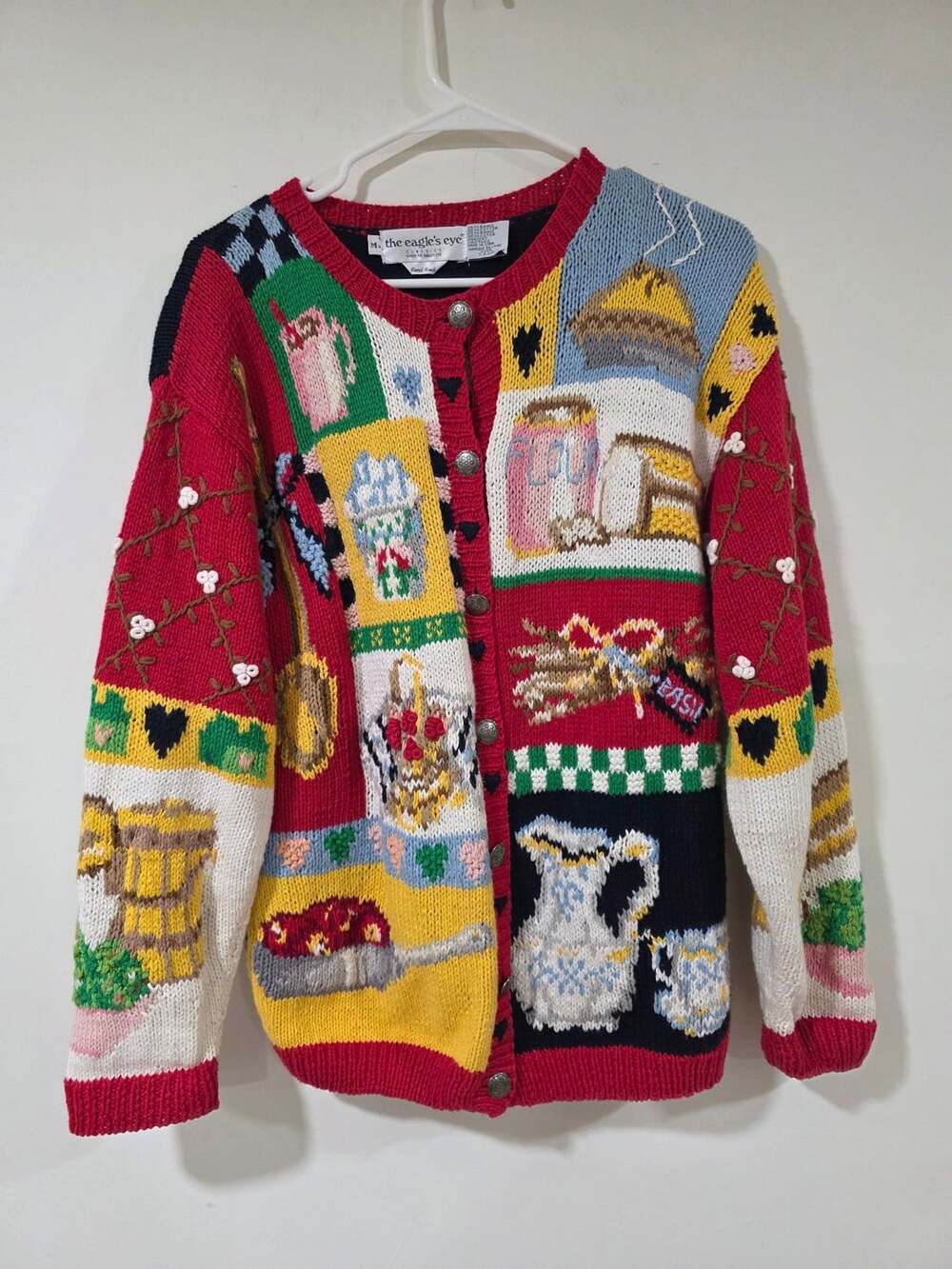 The Eagle's Eye Hand Knit Cardigan Size M Patchwork Home Sweet Home